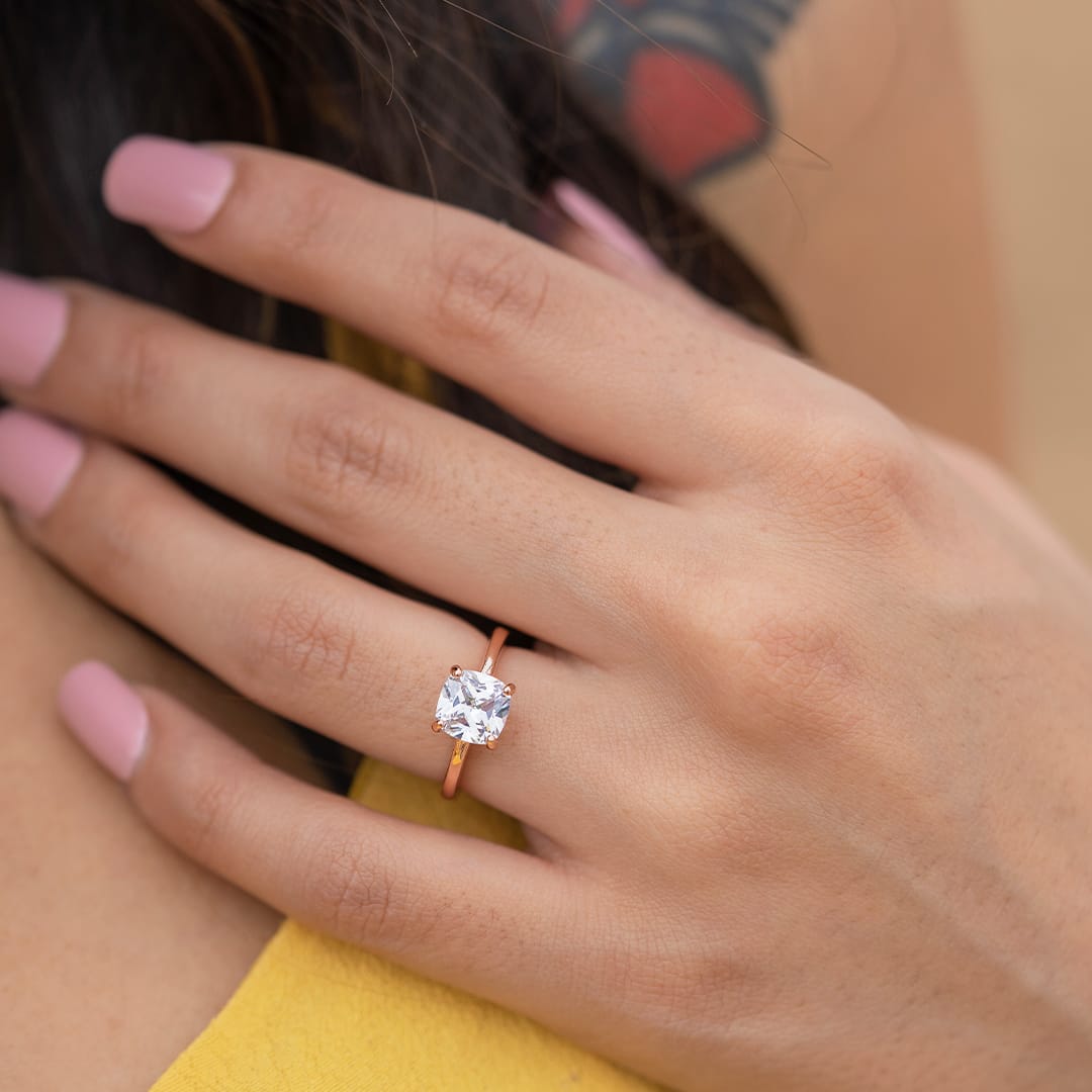 the layla cushion cut rose gold solitaire