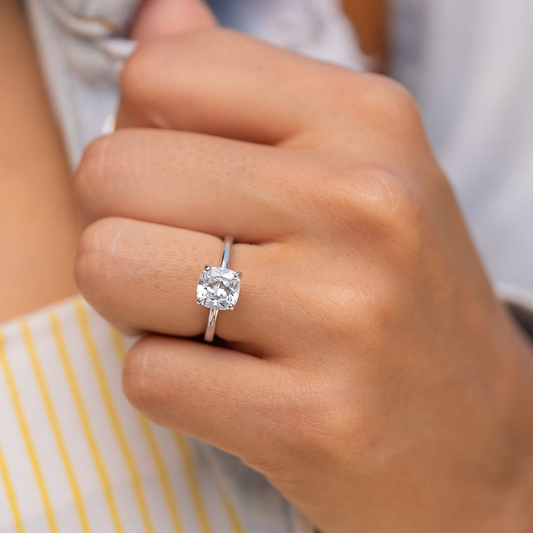 the layla silver cushion cut solitaire