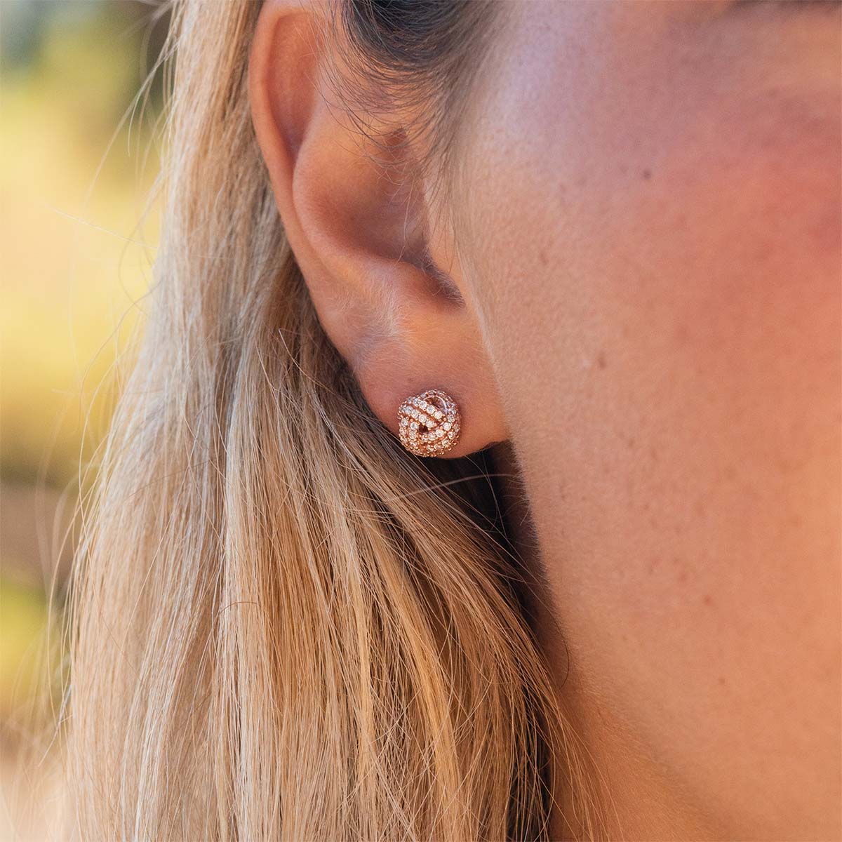 the audrey cluster rose gold earrings
