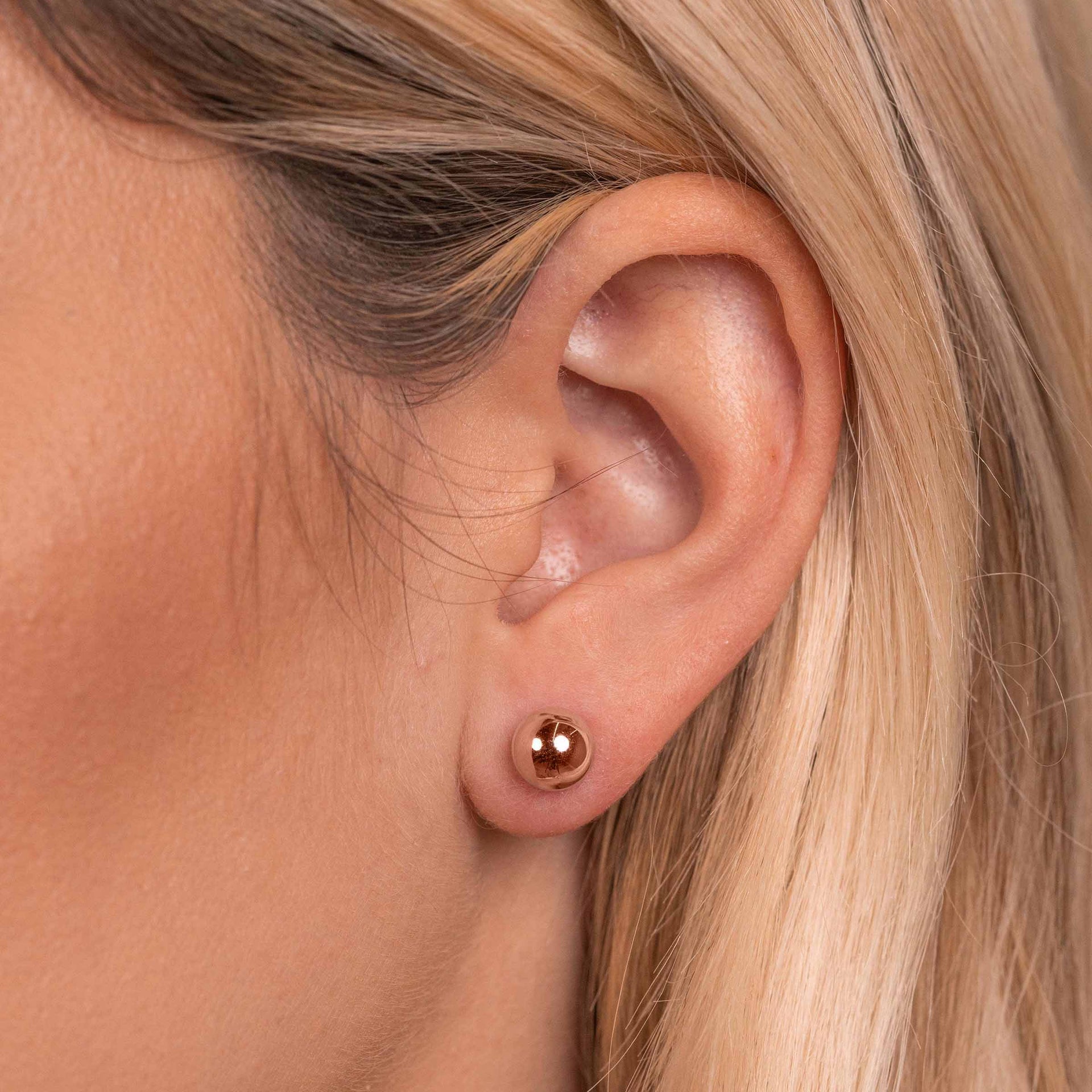 Cute rose gold ball stud earrings