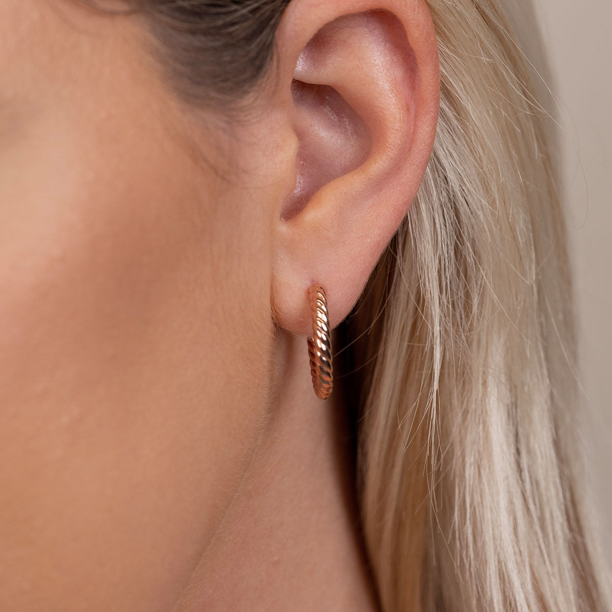Unique rose gold plated twisted earrings