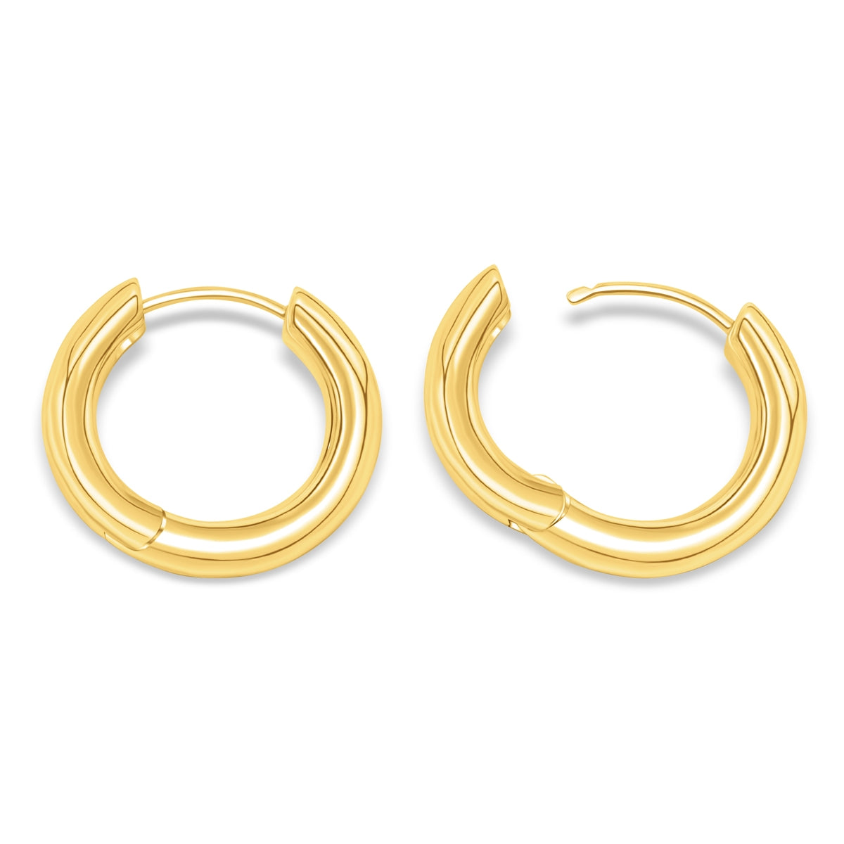Simple thick gold plated hoop earrings