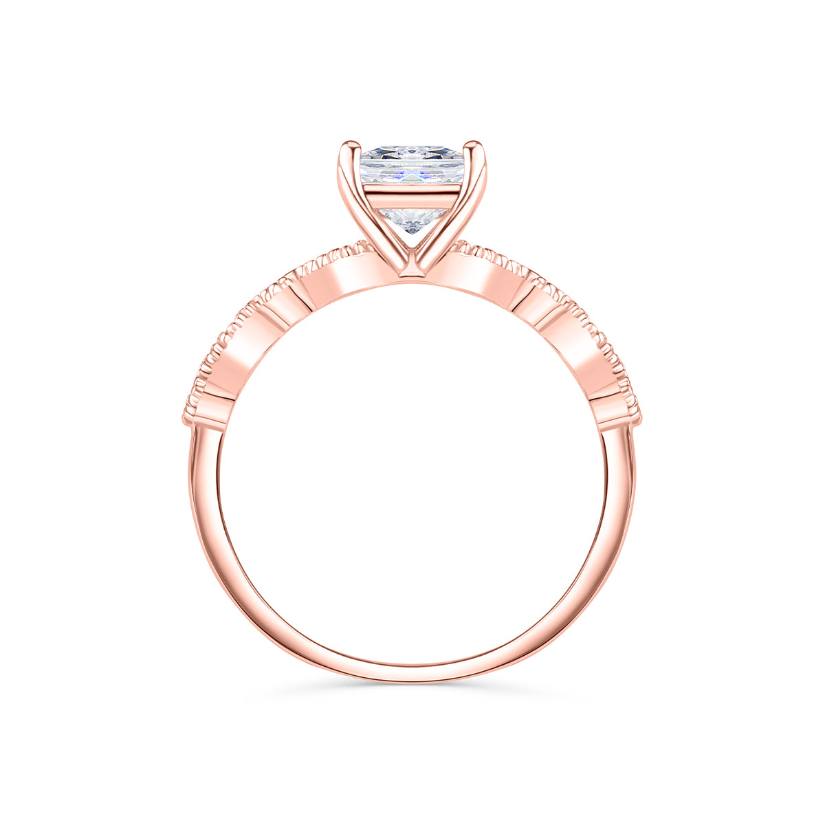 Rose Gold Vintage Radiant Cut Engagement Ring