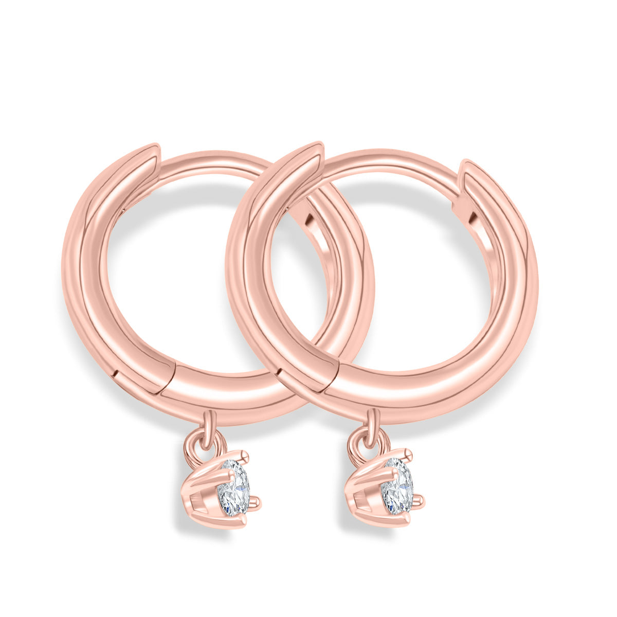 Rose gold plated hoop earrings with stone