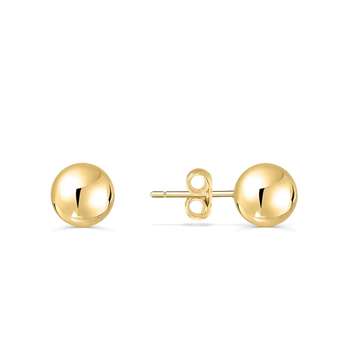 14K Solid Yellow Gold Ball Stud Earrings 7mm | eBay