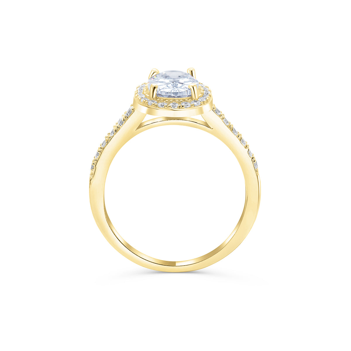 Yellow gold oval halo engagement ring