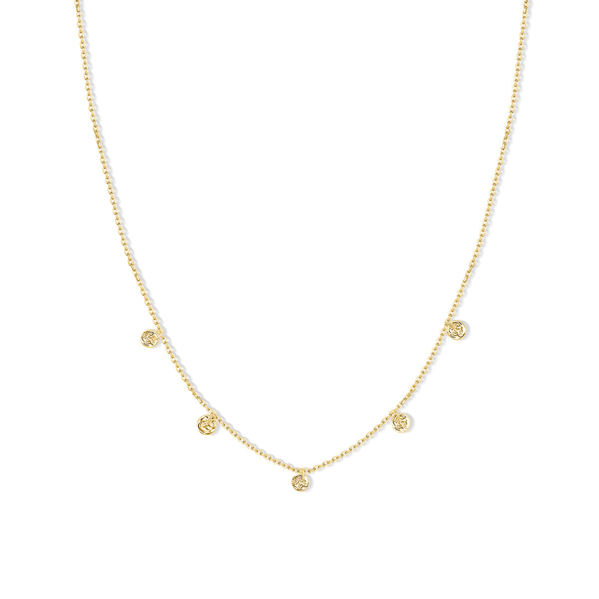 Gold chain necklace with pendants