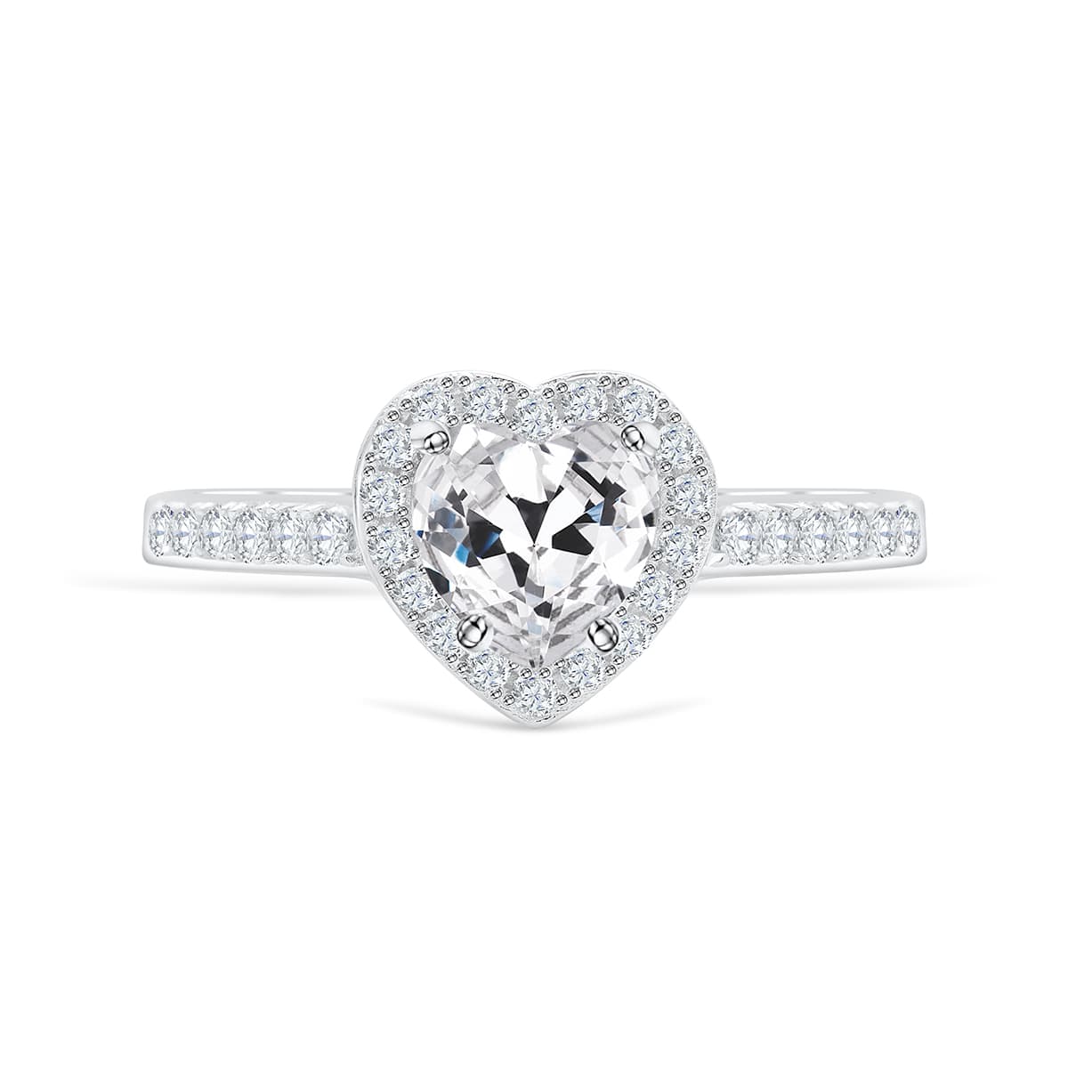 the sweetheart silver heart shaped halo wedding ring