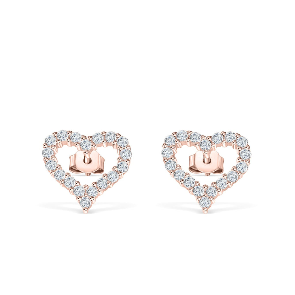 The Jasmine Rose Gold Diamond Heart Stud Earrings – Modern Gents