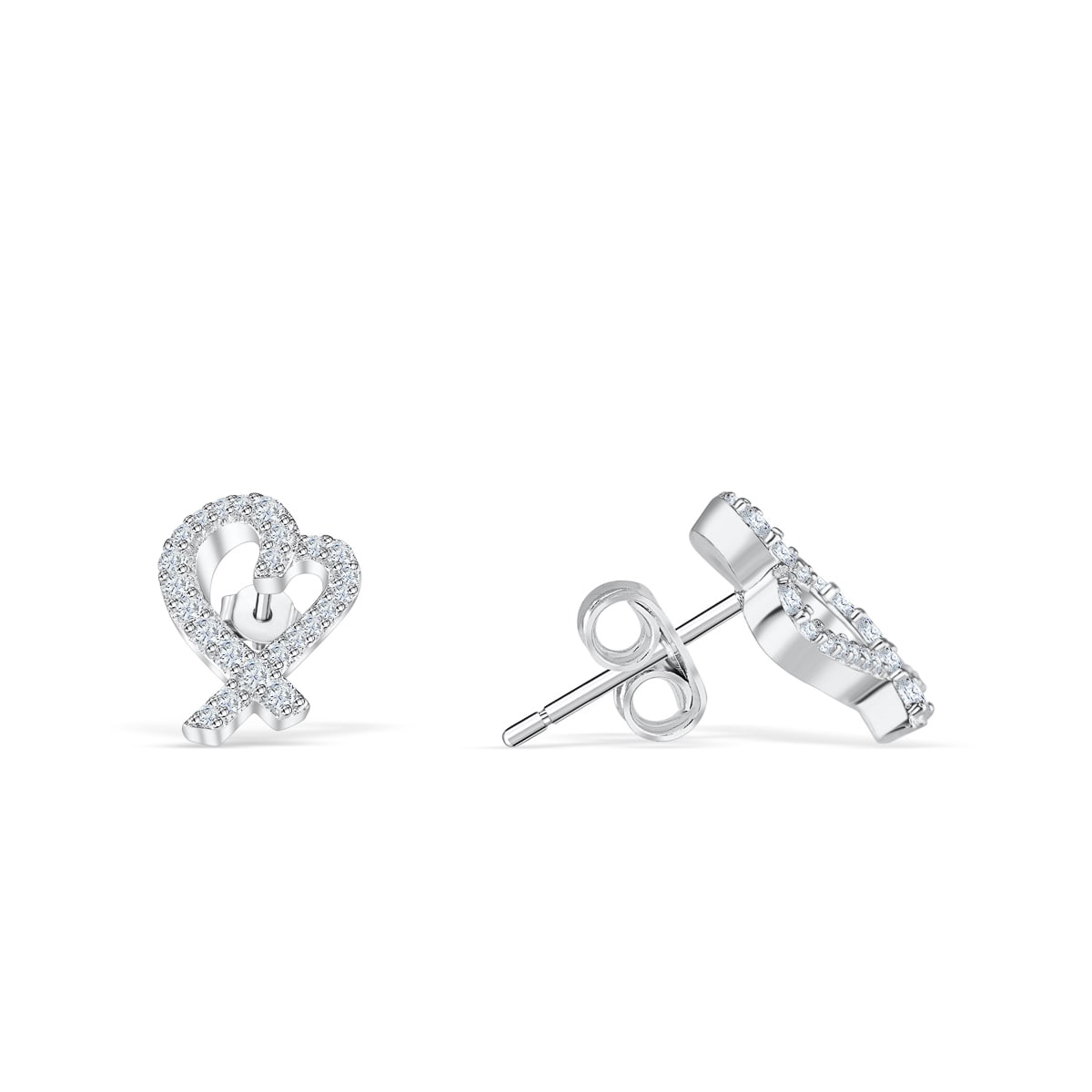 the jasmine silver heart shaped earrings setting