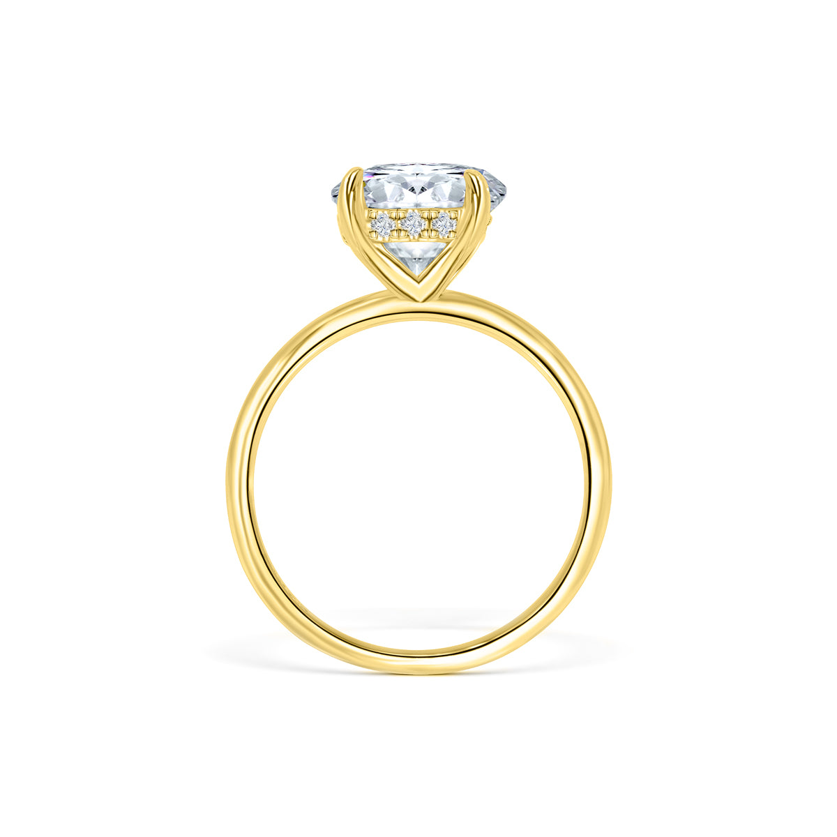 Hidden halo oval gold engagement ring