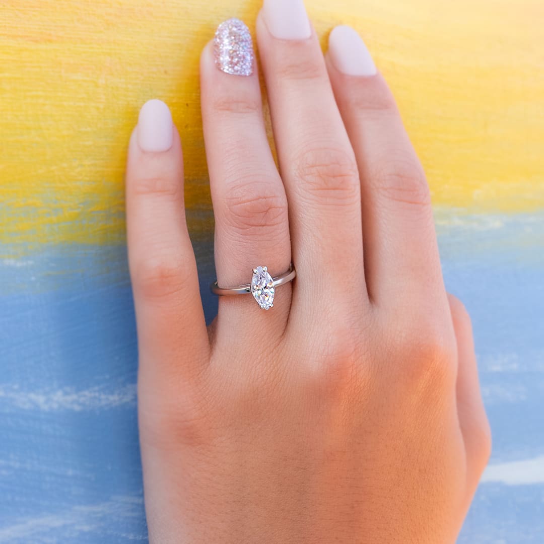 the cambria marquise silver solitaire ring
