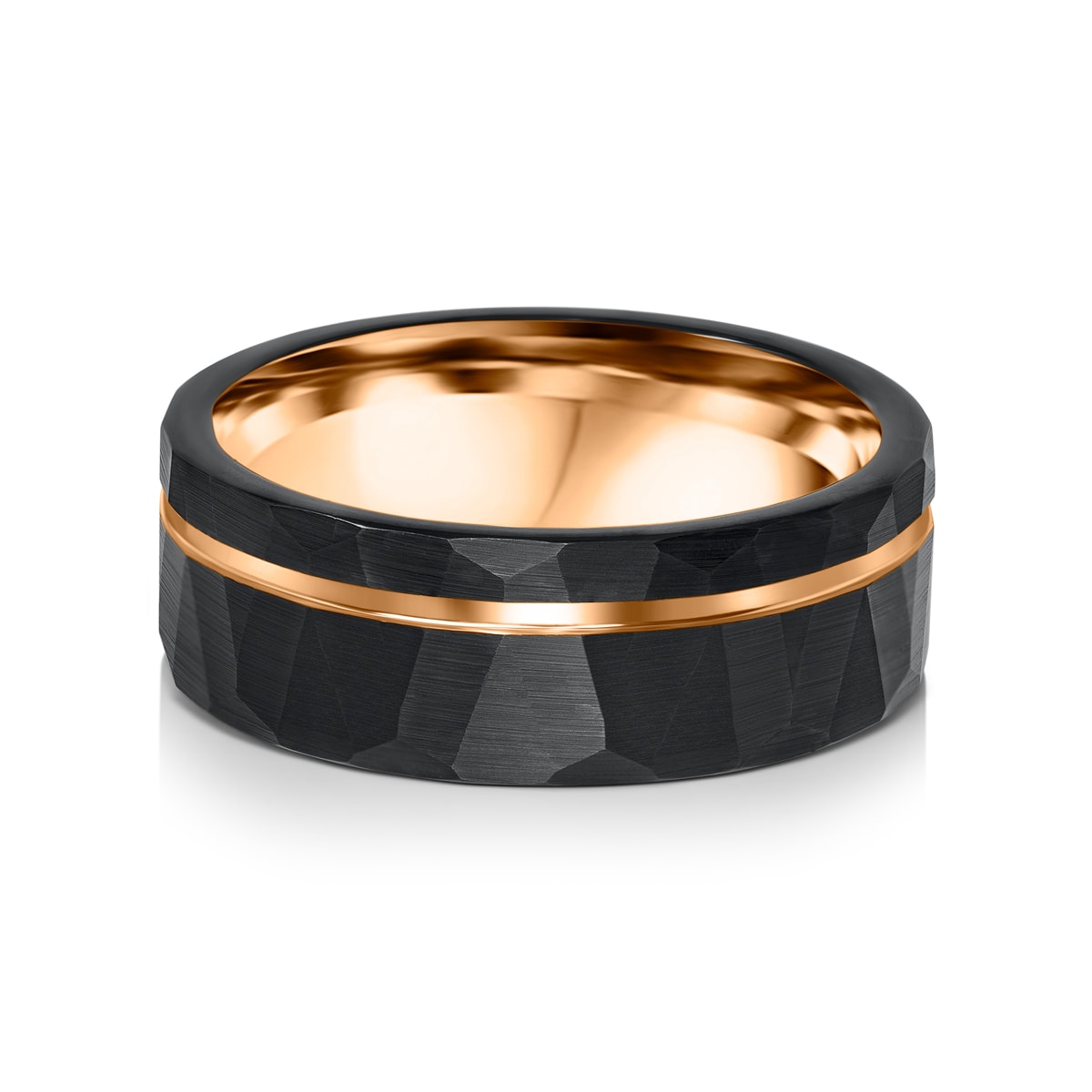 Mens black and rose gold ring