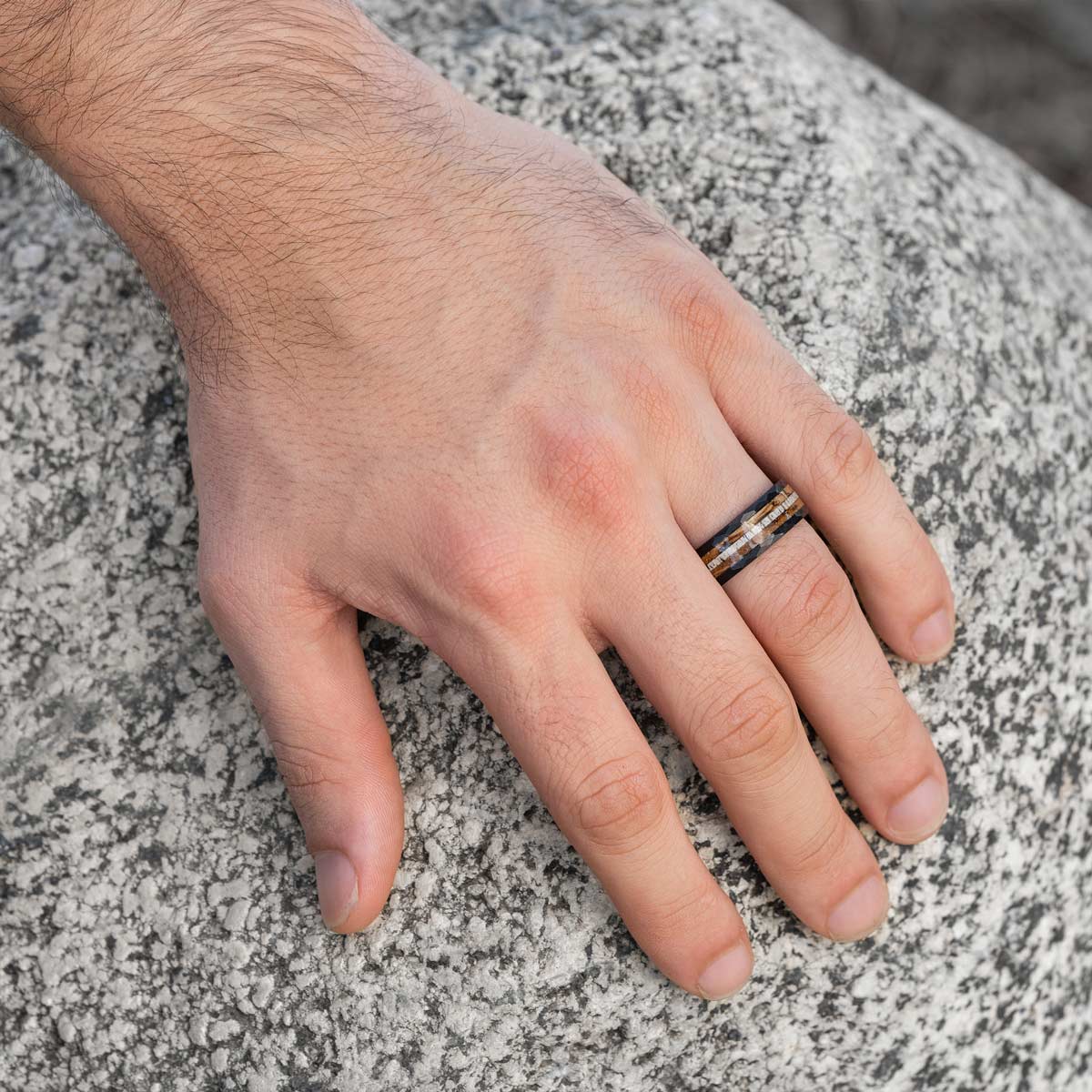 The Scout Hammered Tungsten Antler Ring – Modern Gents