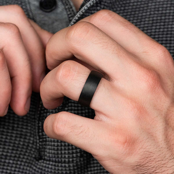 Black mens carbon fiber wedding ring