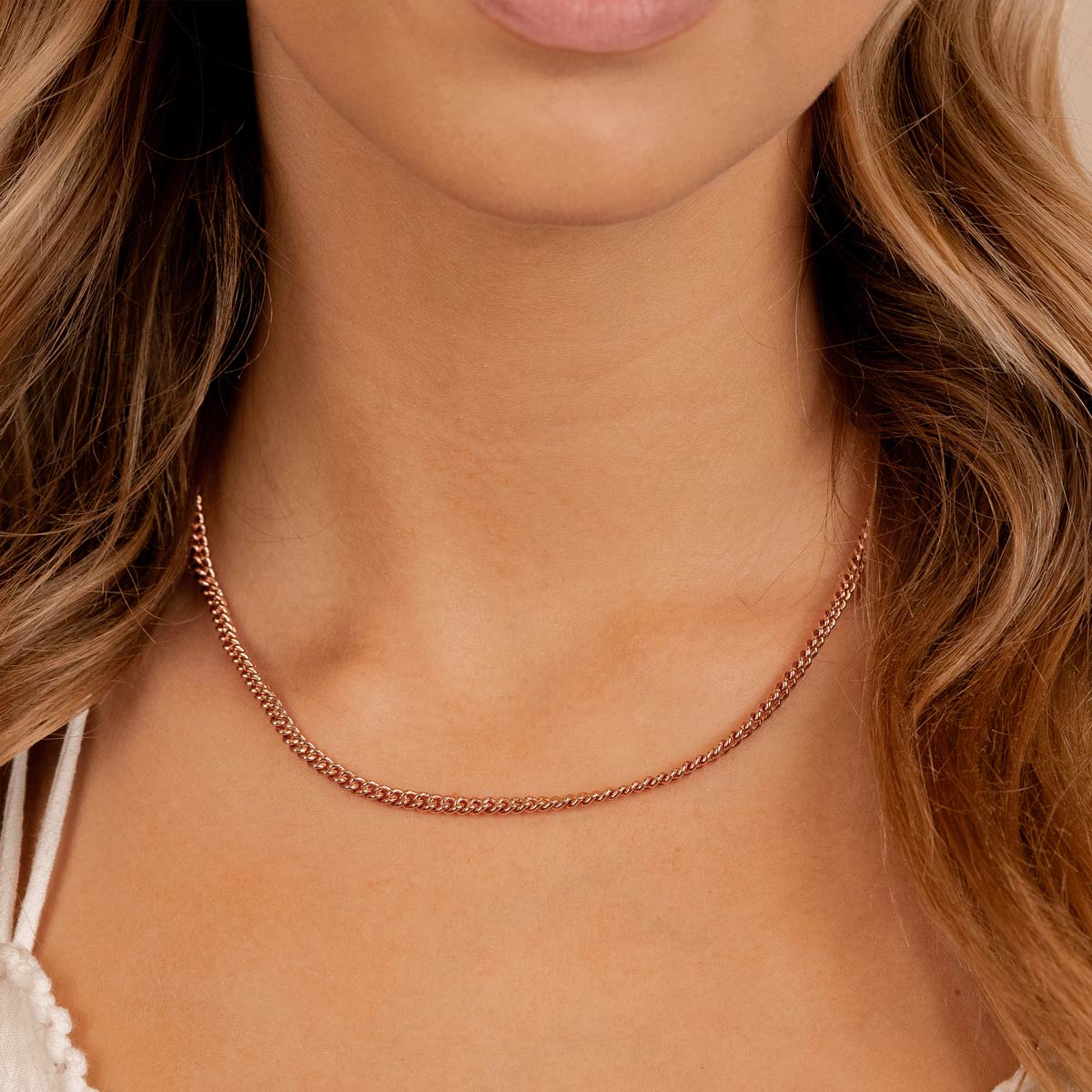 Simple thin chain necklace rose gold