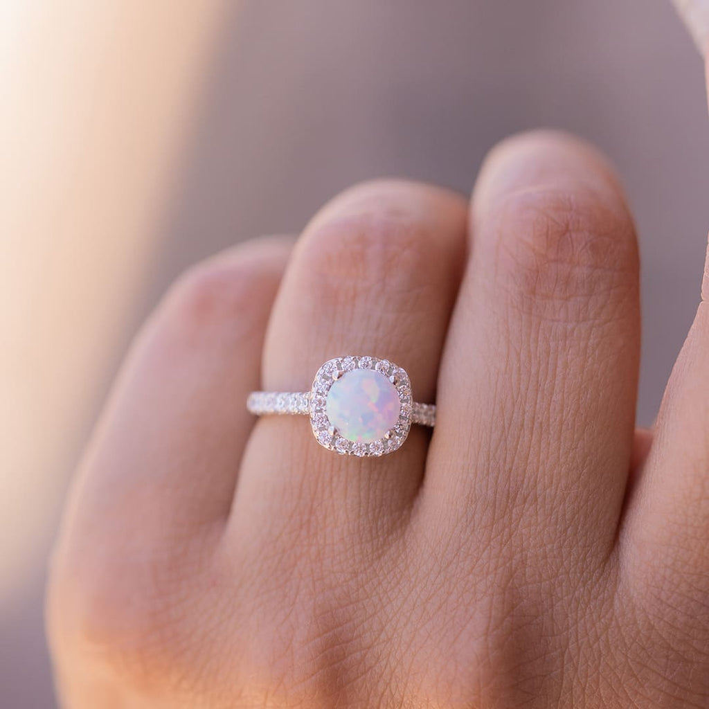 Simulated Opal Halo Engagement Ring | Modern Gents Trading Co.