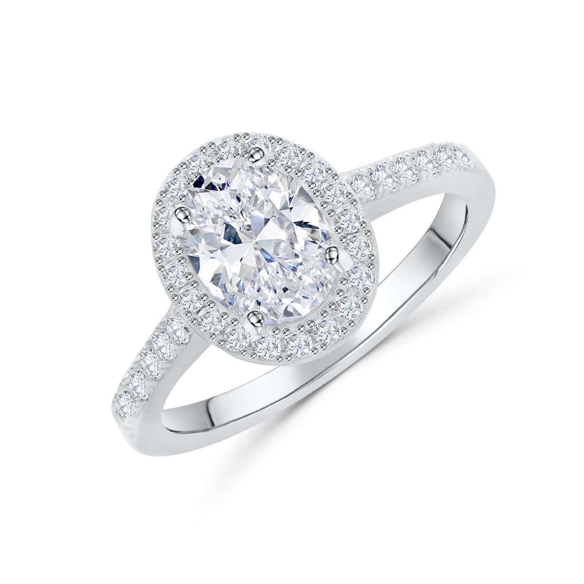 the belle silver oval engagement ring