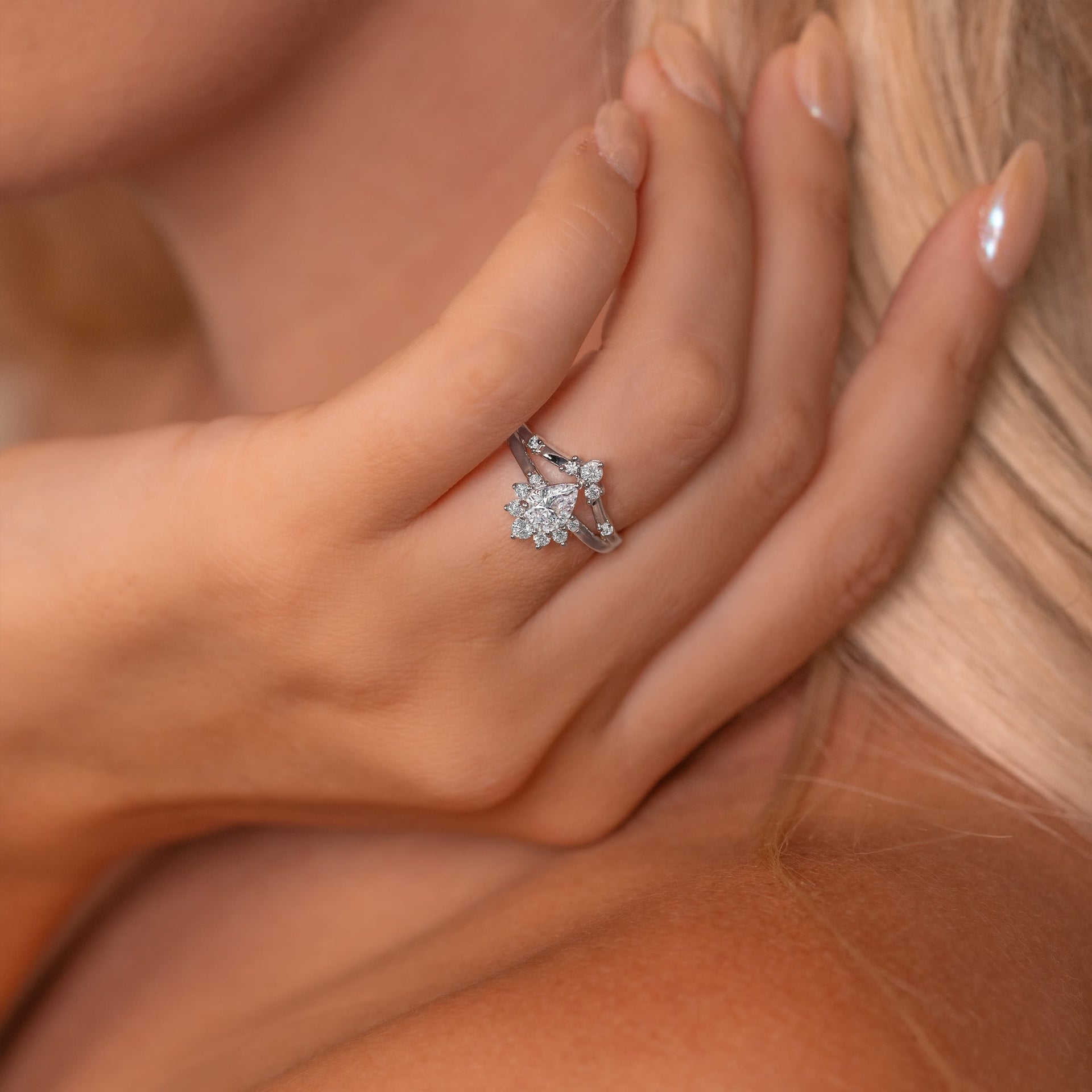 The Zara pear cut boho style ring