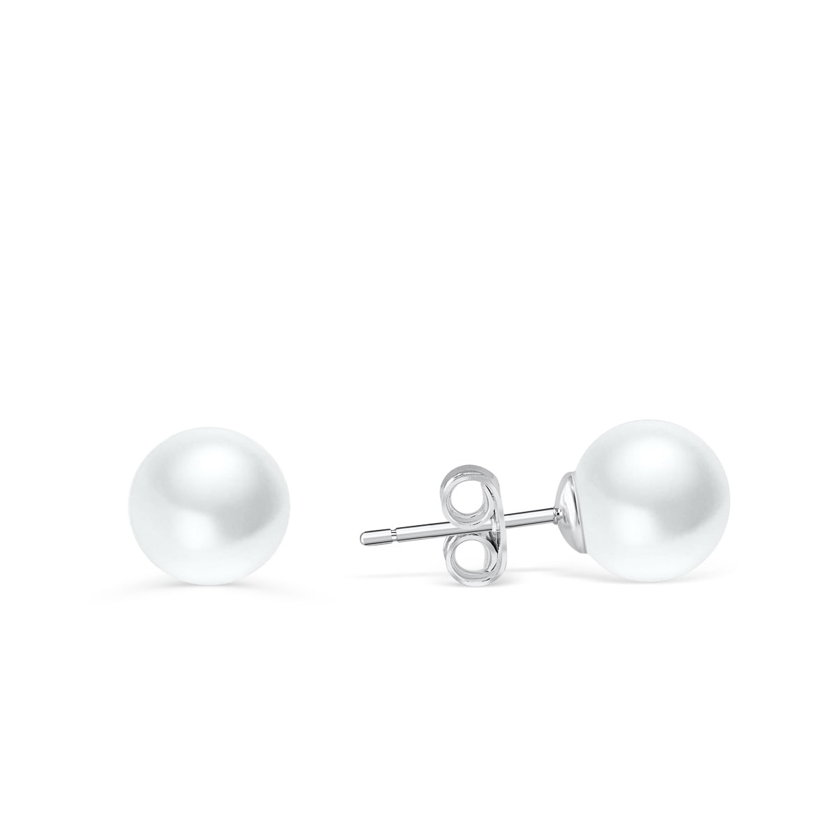 Hand Formed Oval Stud Earring with Nested Pearl | Sterling Silver with |  Modern Weaving