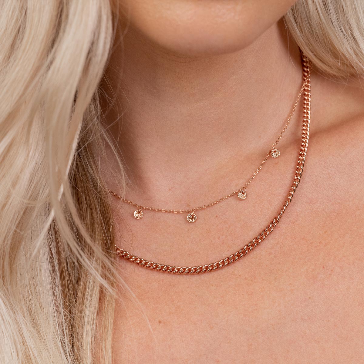 Dainty rose gold stacked necklaces