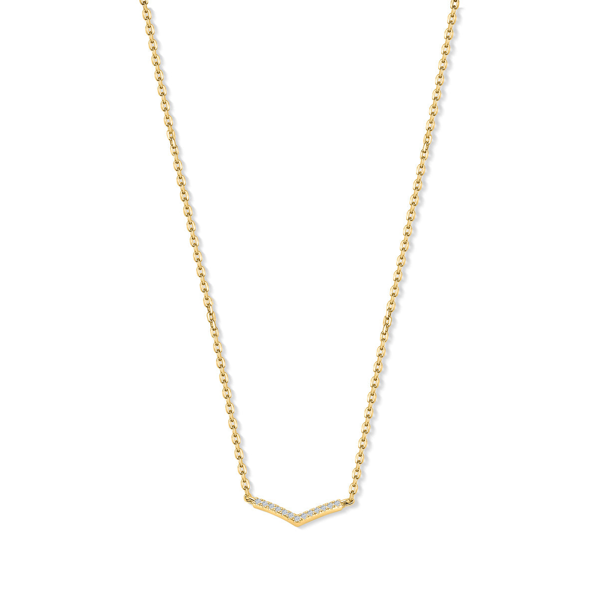 Gold v shaped necklace with stones