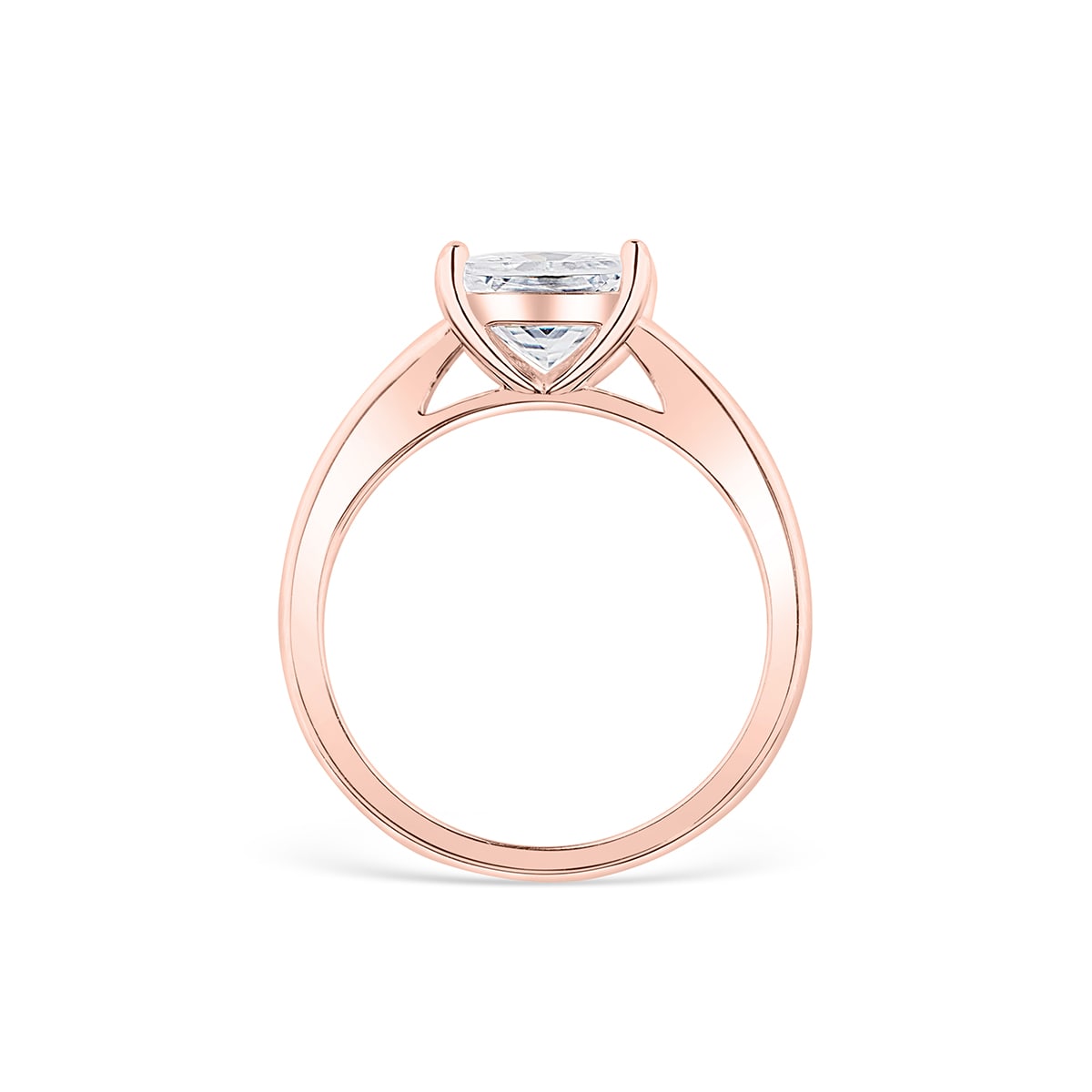 rose gold solitaire with princess cut setting