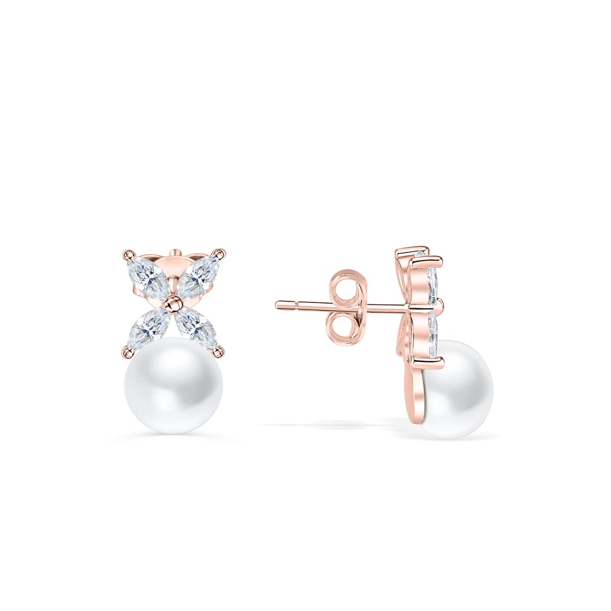 the ariel rose gold earrings with pearl