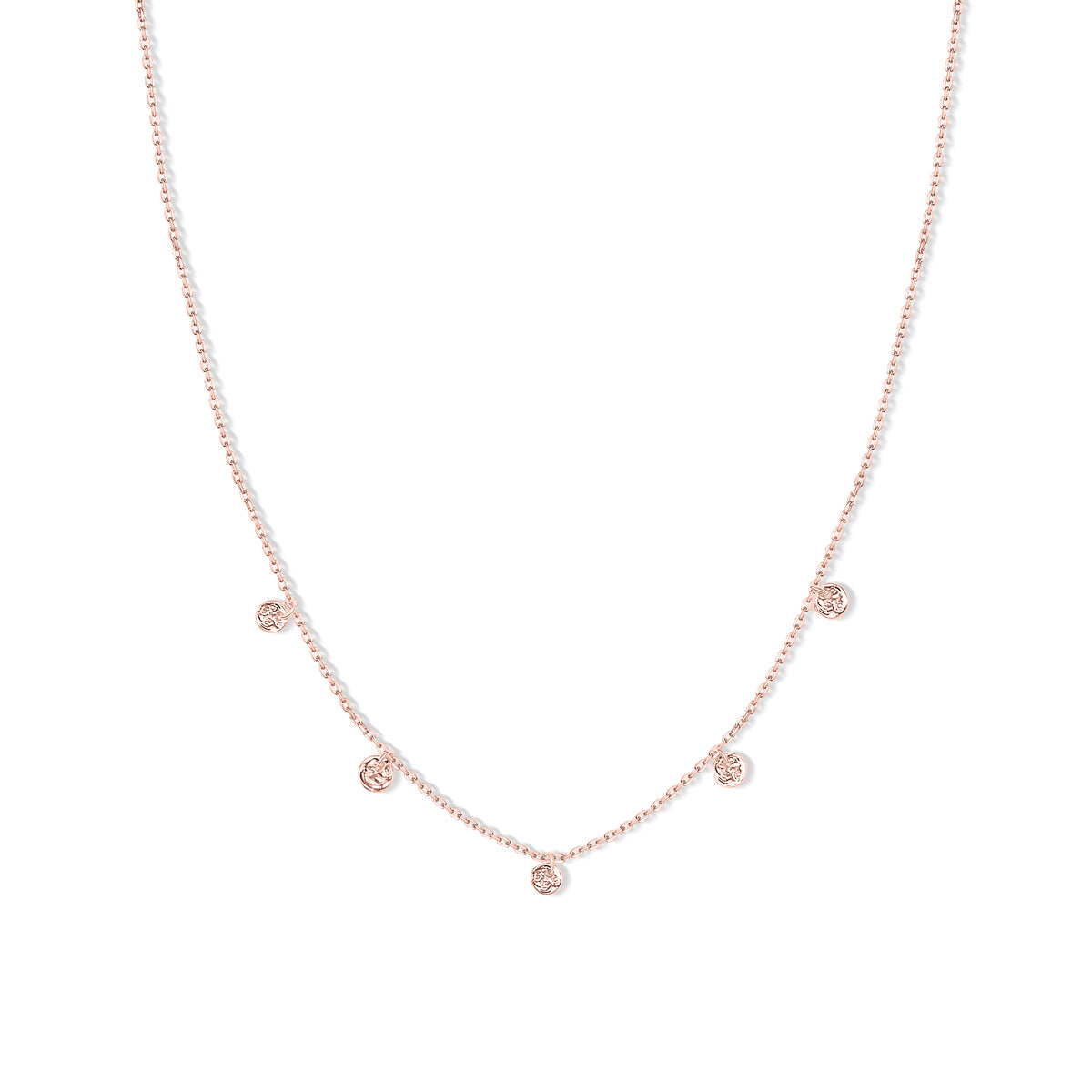 Rose gold chain necklace with pendants