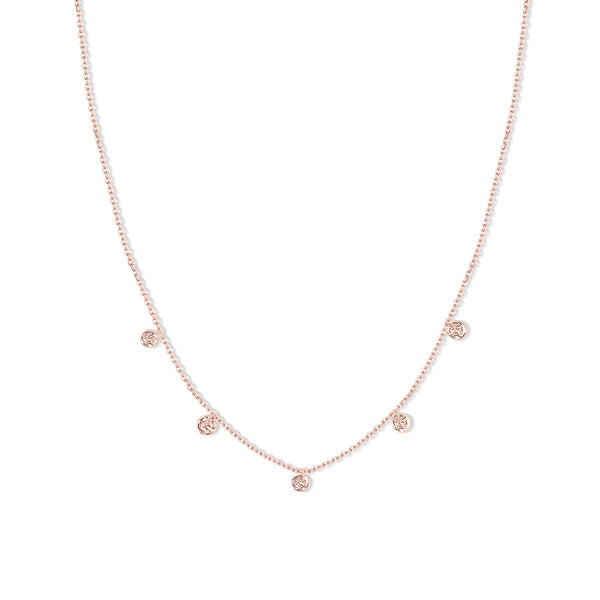 Rose gold chain necklace with pendants