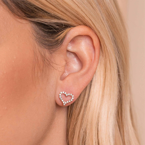 Heart shaped rose gold stud earrings