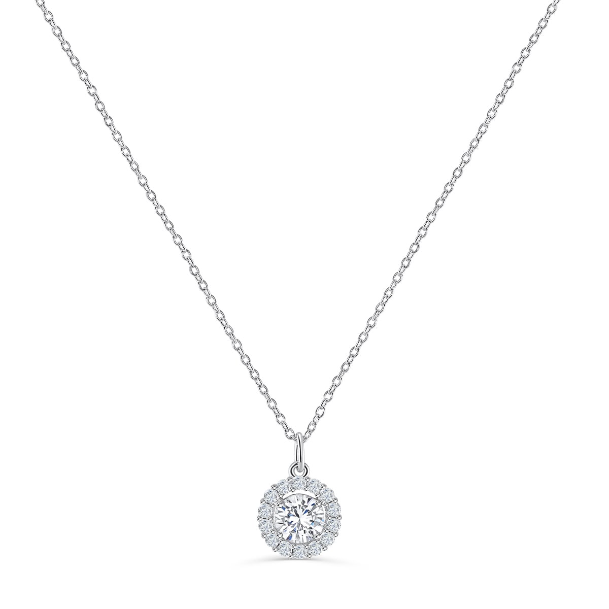 the lily silver round cut necklace