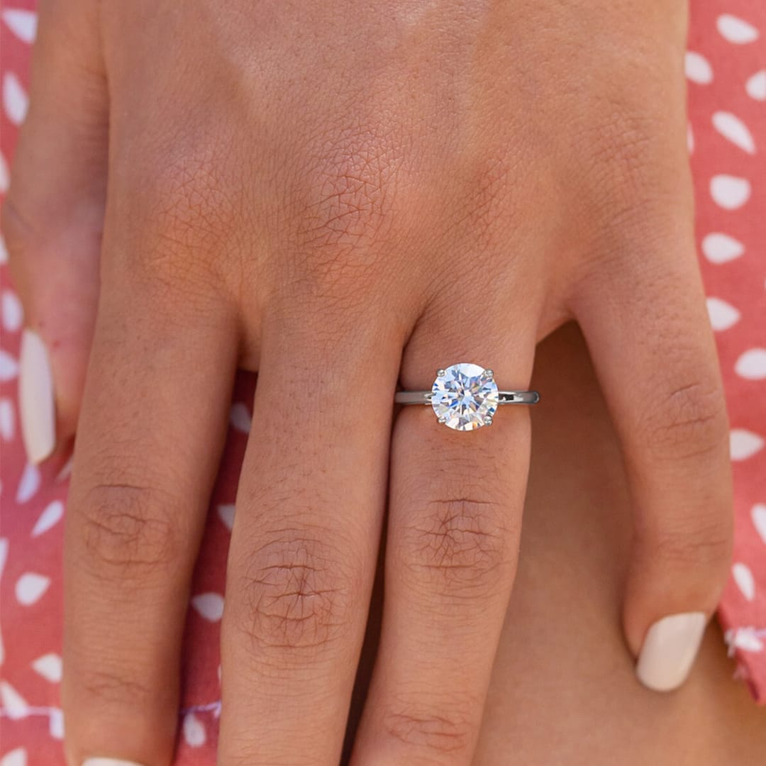 the one and only silver round cut engagement ring
