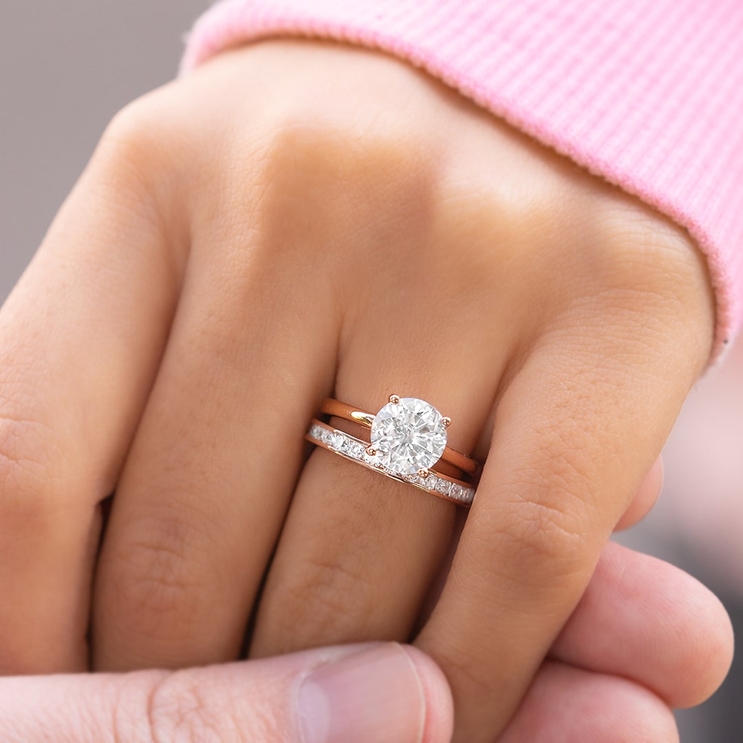one and only rose gold solitaire with additional band