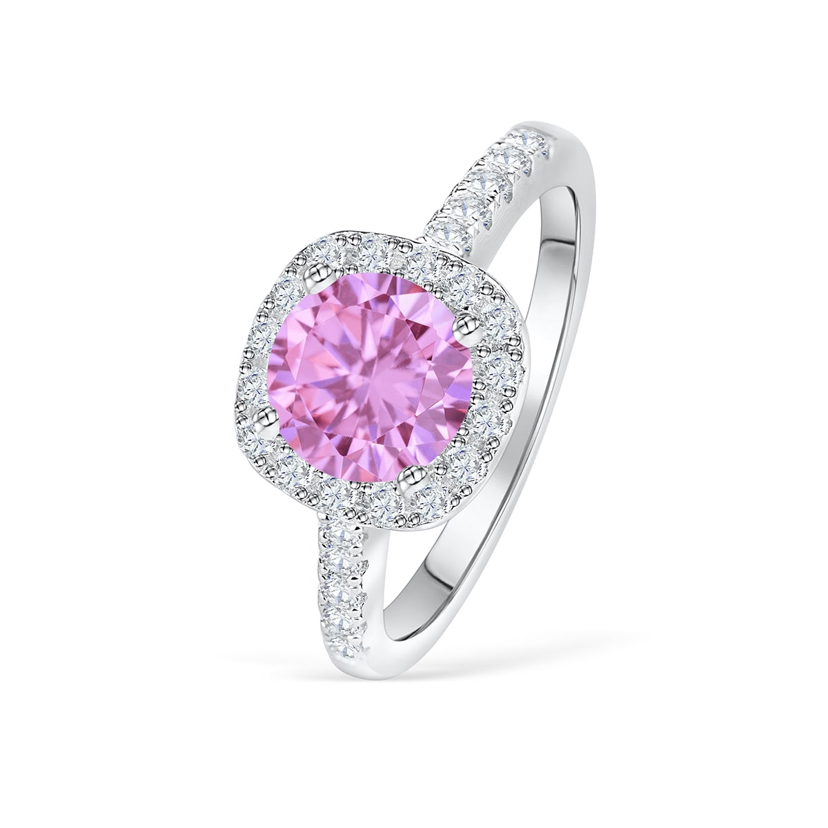the halo pink sapphire engagement ring