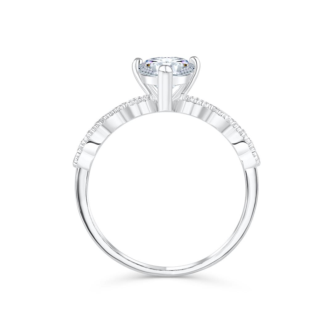 the scarlett pear cut engagement ring in silver
