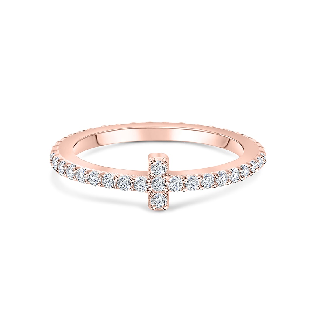 the stella rose gold t shaped wedding band