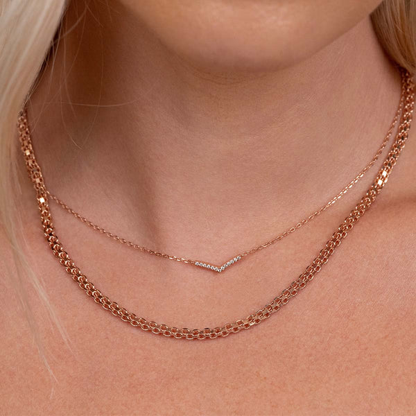 Layered rose gold chain necklaces