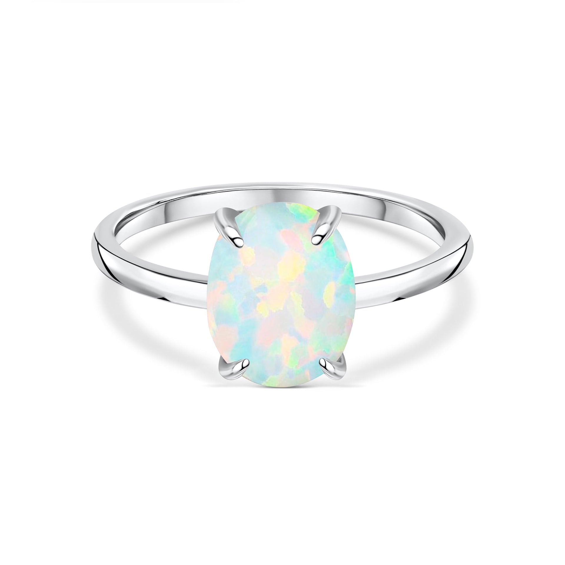 Sterling Silver Opal Engagement Ring