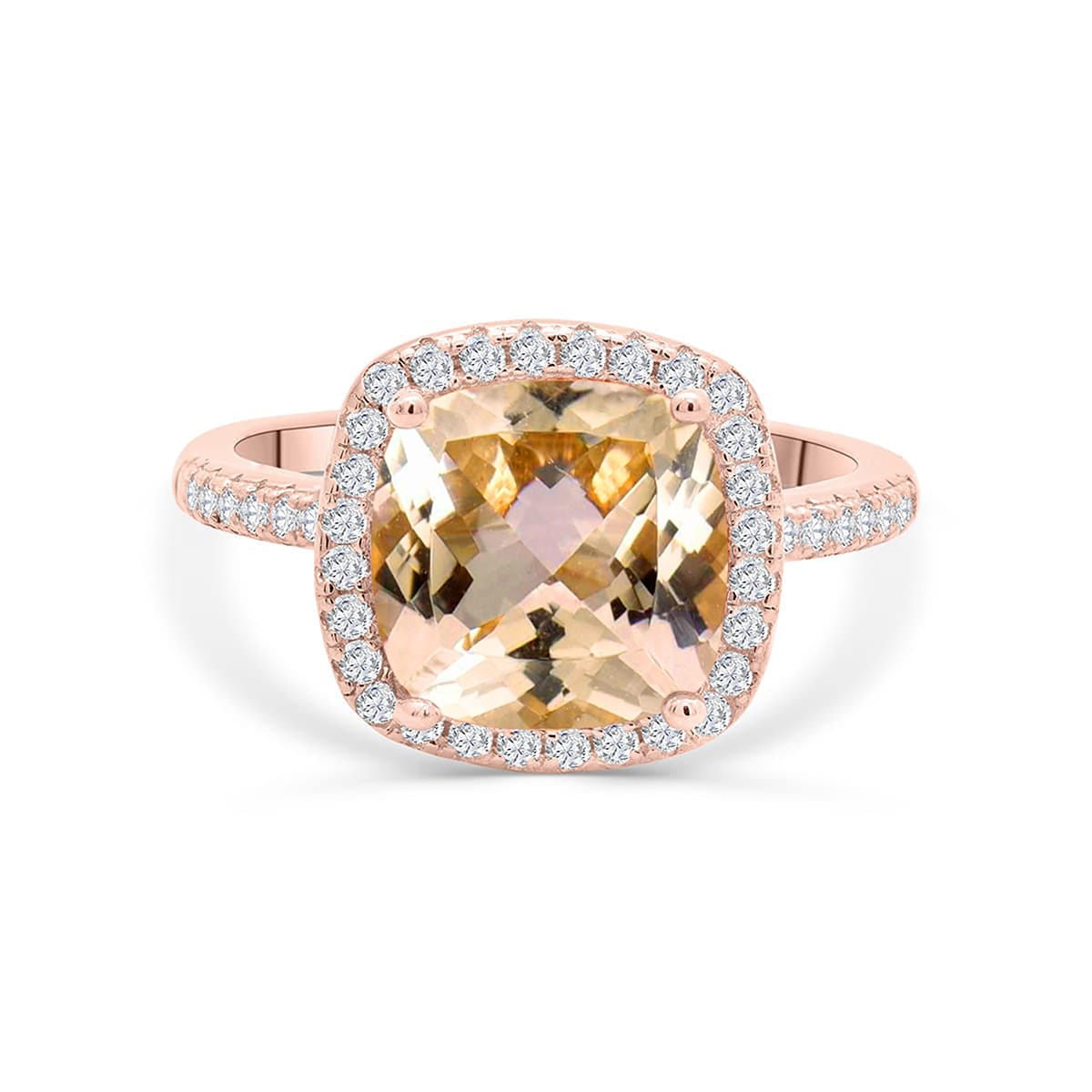rose gold halo morganite wedding ring called the lovely