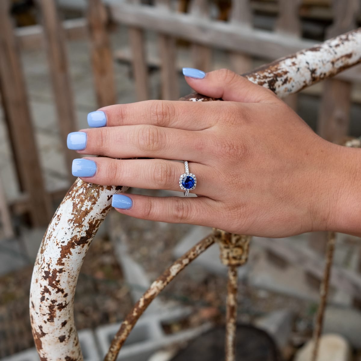 the halo tanzanite wedding ring
