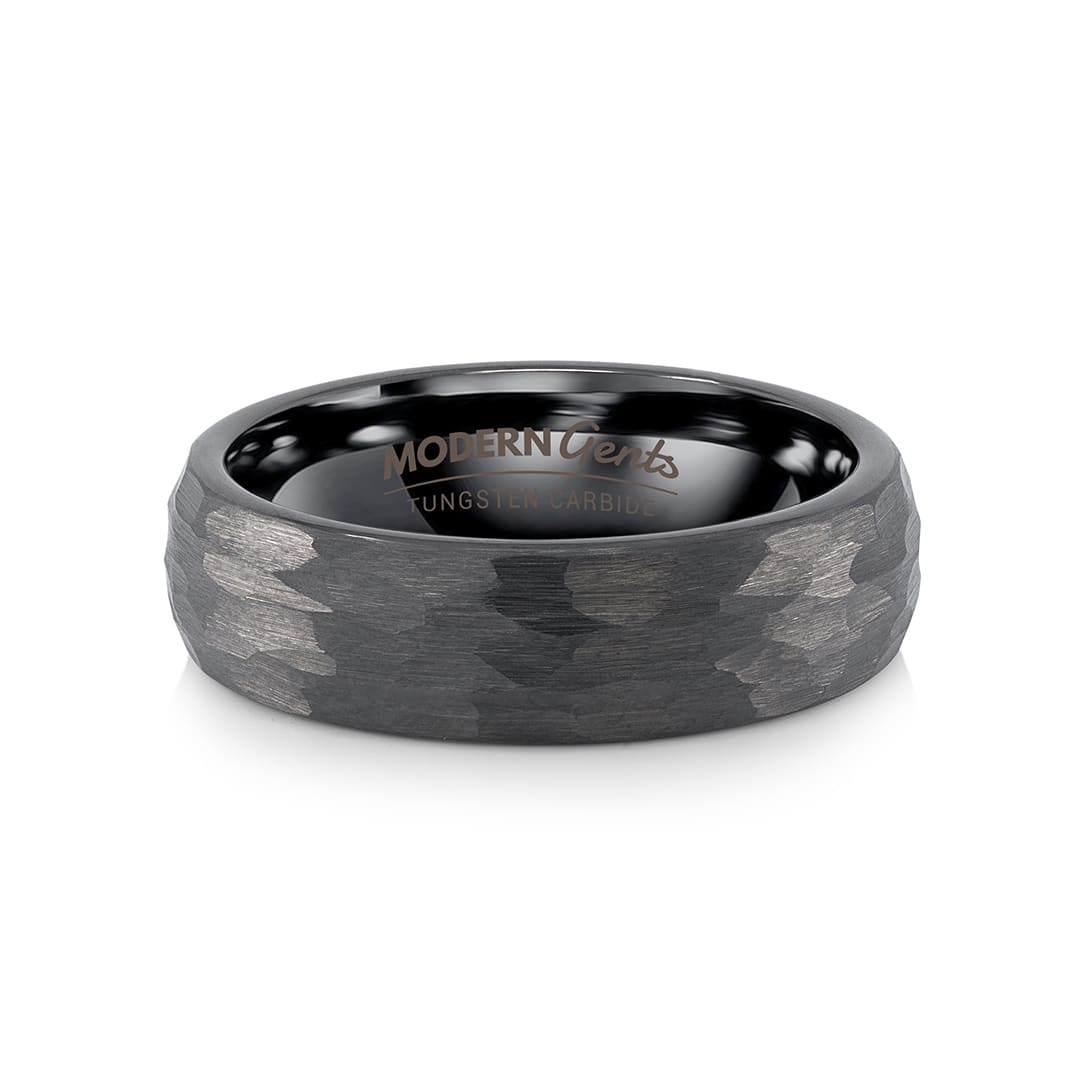 The Hammer Silver Hammered Tungsten Wedding Band – Modern Gents