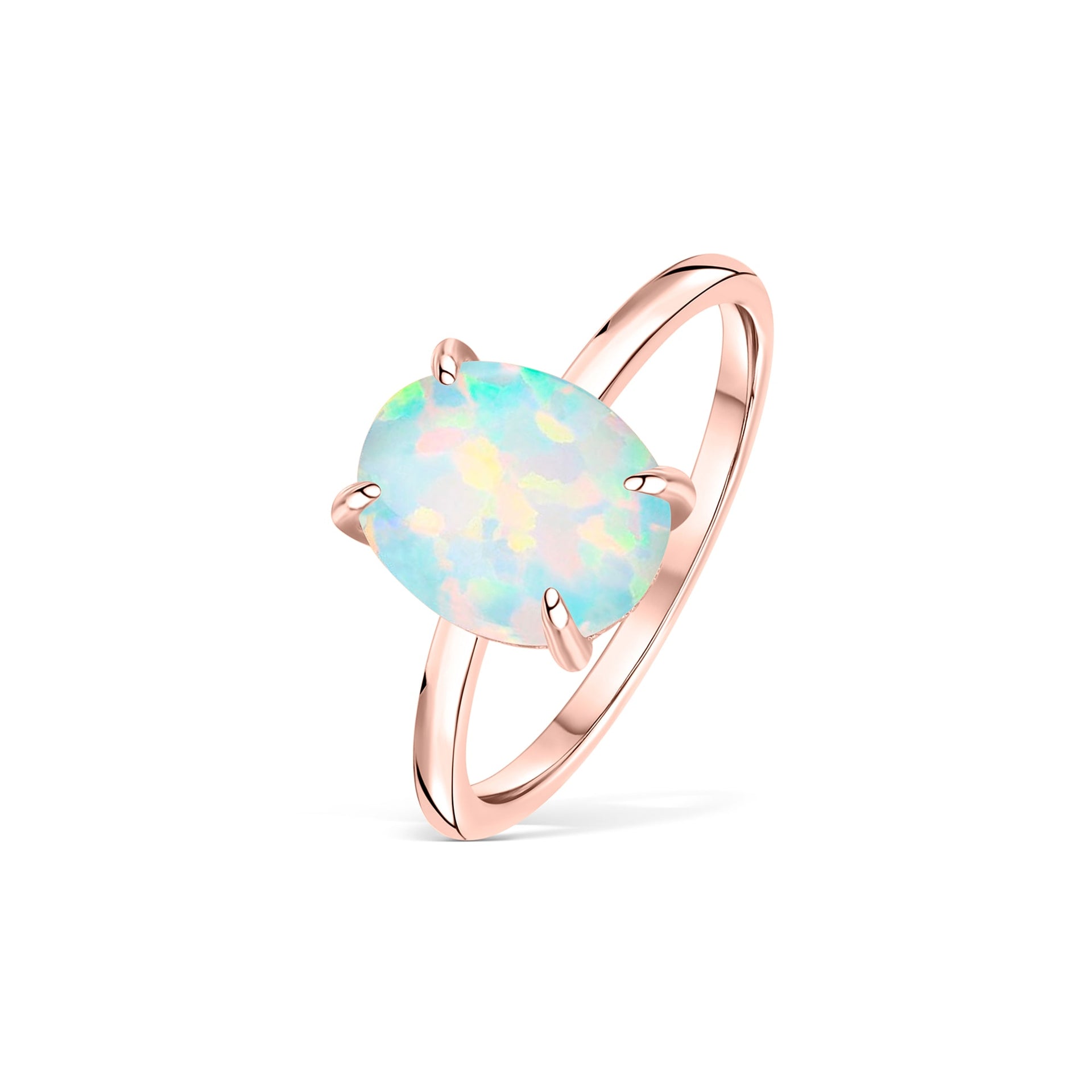 Opal Hidden Halo Engagement Ring