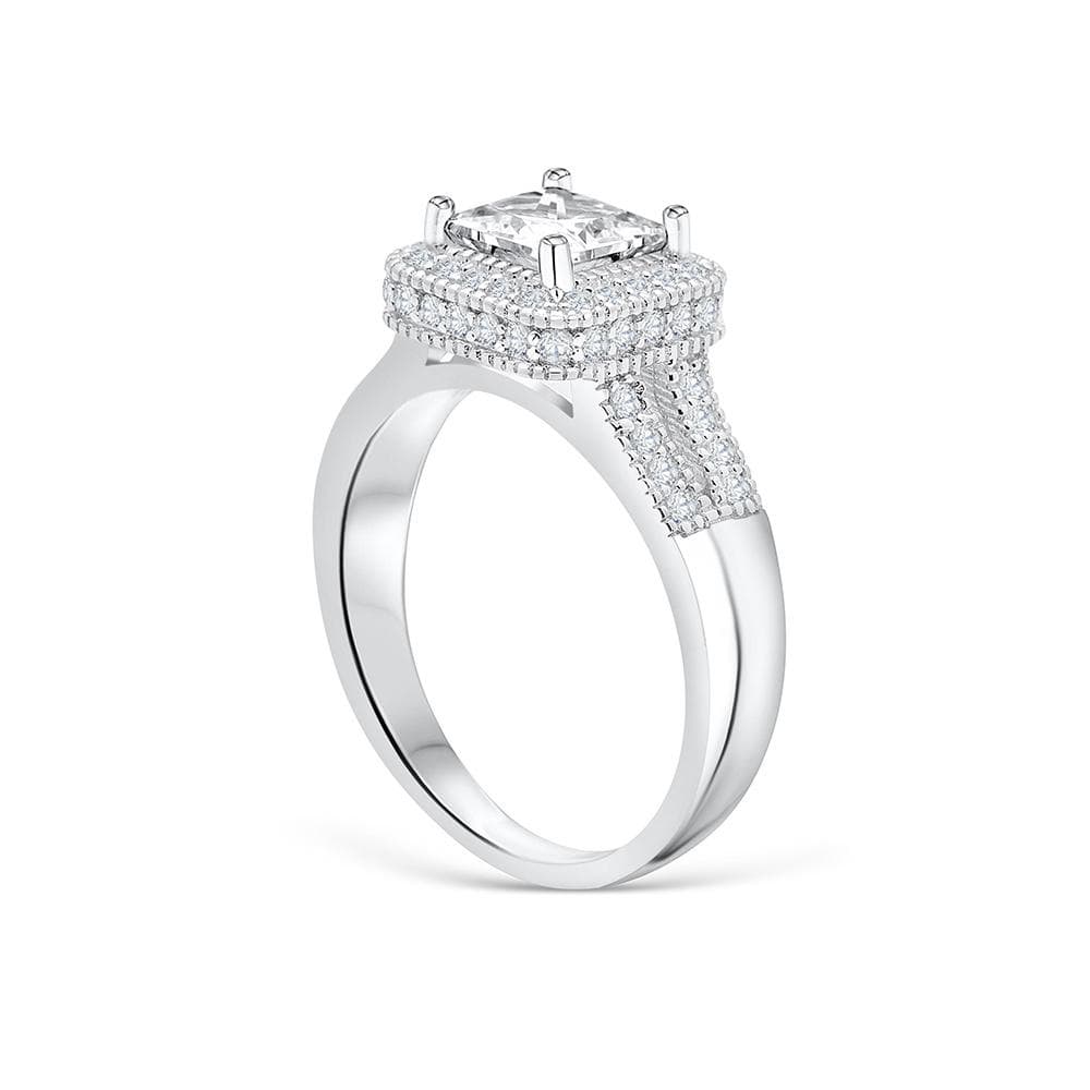 the princess silver halo engagement ring setting