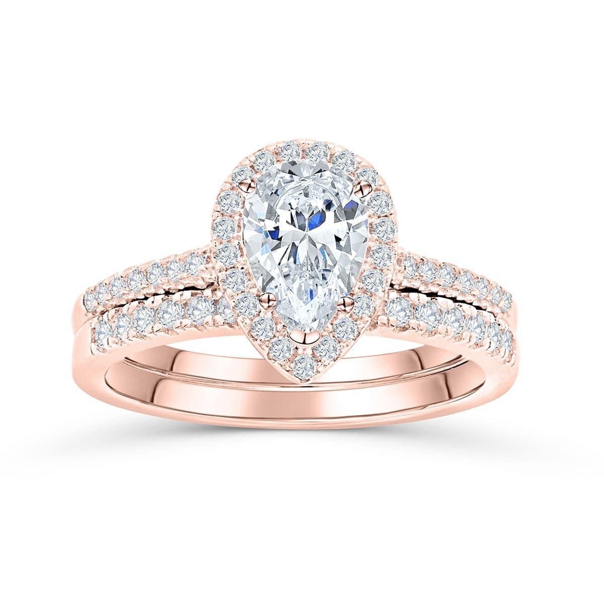 the bliss rose gold pear shaped engagement ring