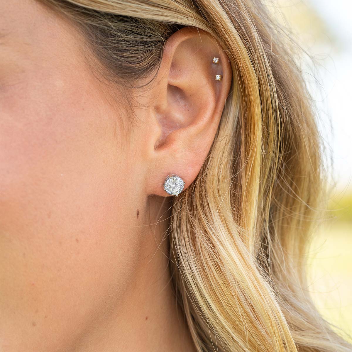 Womens cute silver stud earrings
