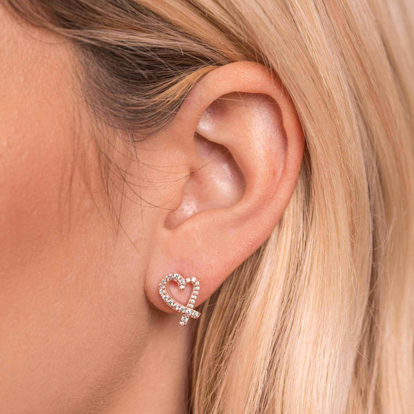 Womens heart shaped rose gold earrings