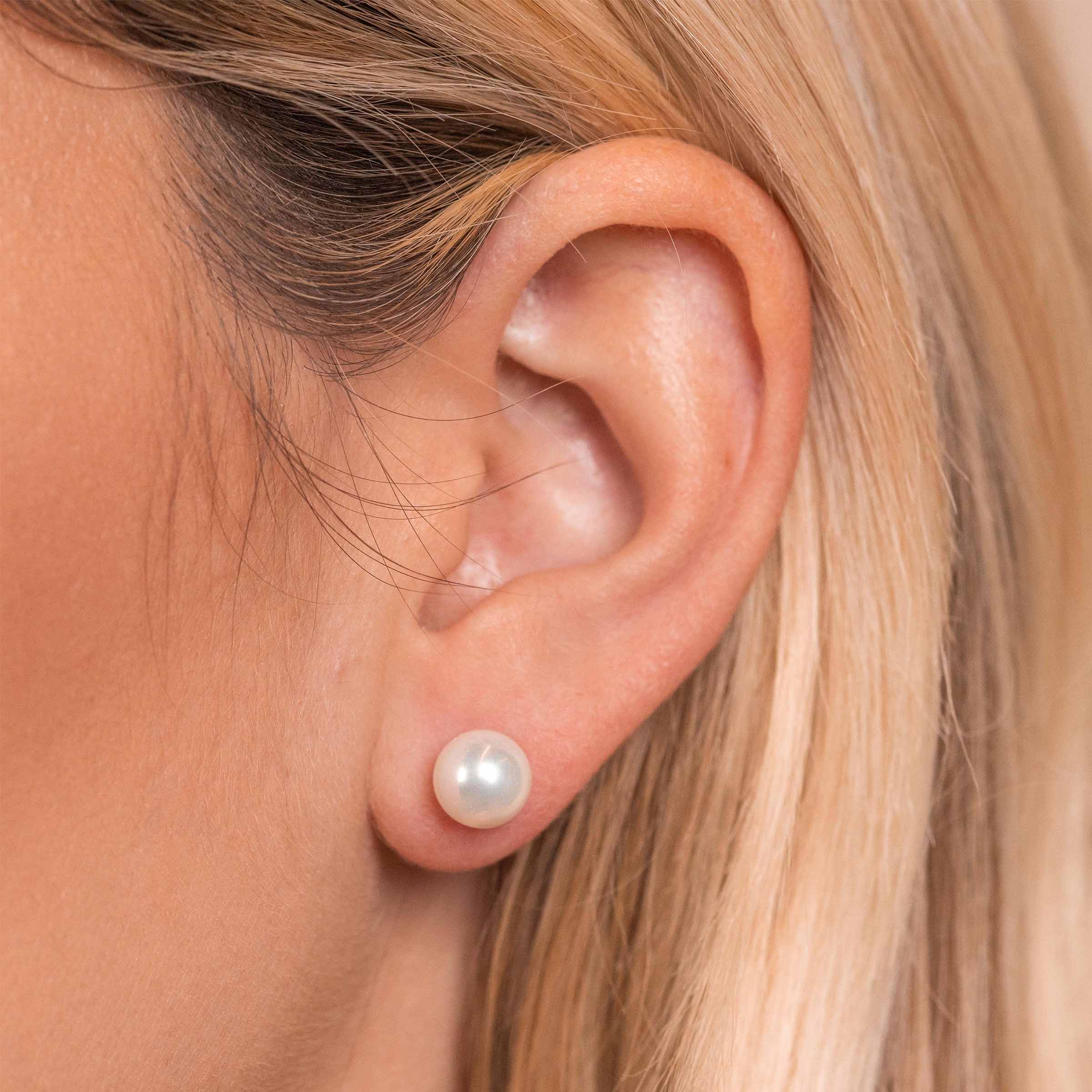 A Earnings|elegant Simulated Pearl Bowknot Stud Earrings For Women - Copper  Zircon