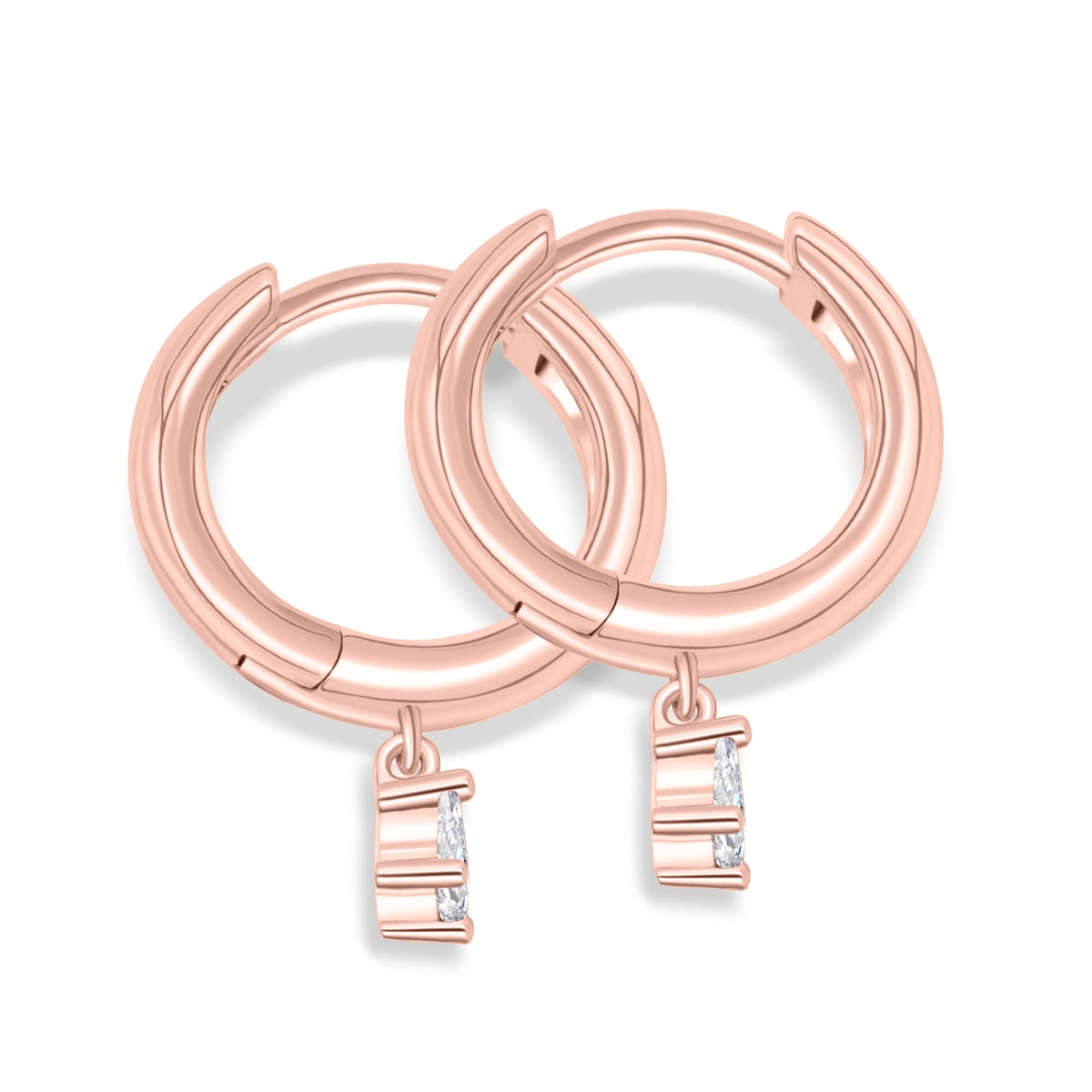 Simple pendant rose gold hoop earring