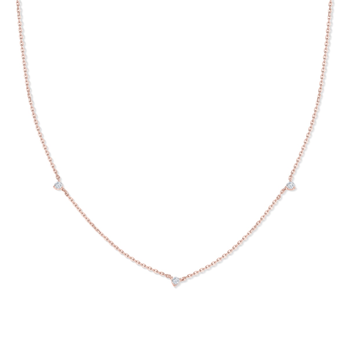 Rose gold cz stone chain necklace 